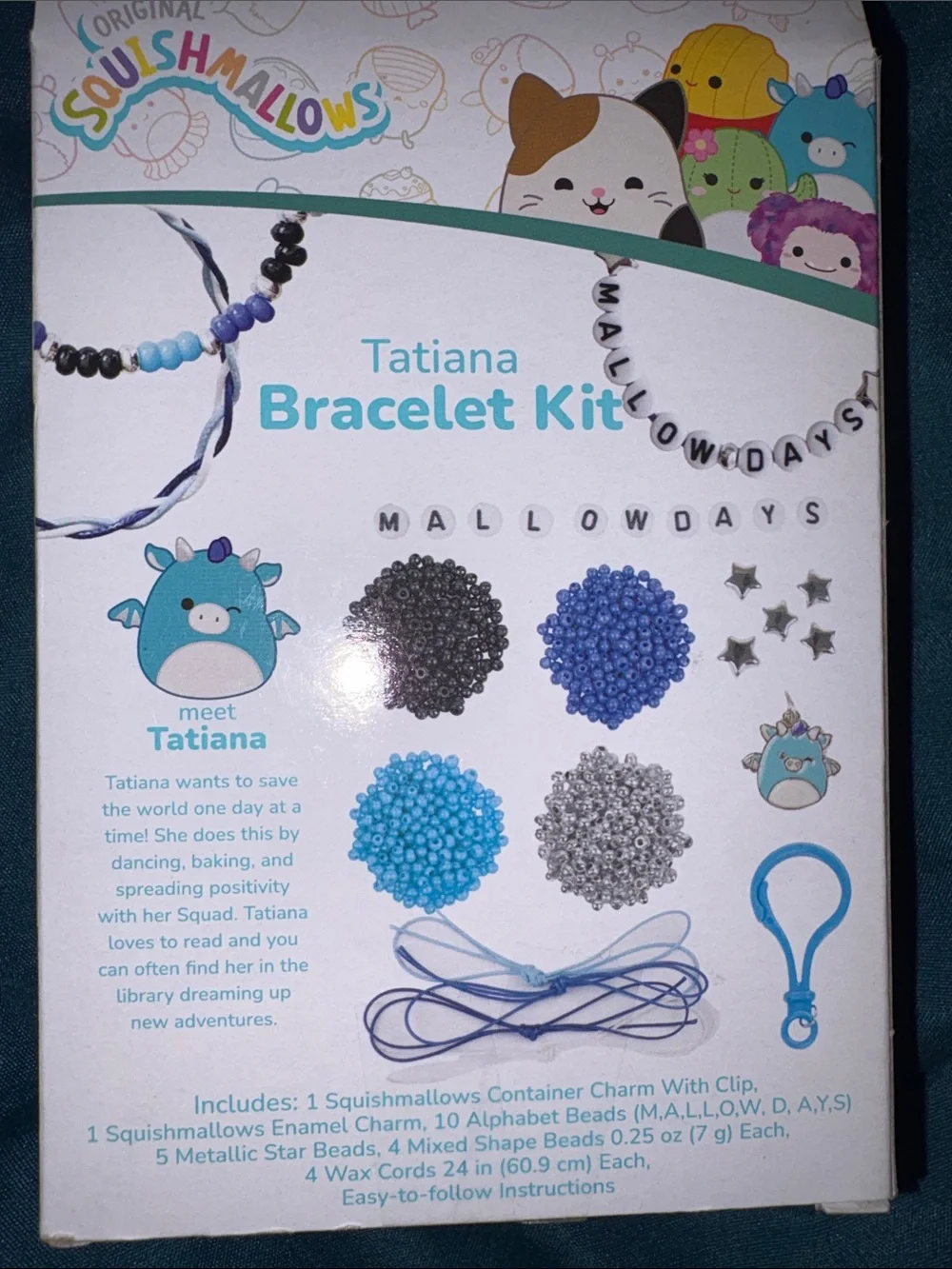 Squishmallows Tatiana Blue Bracelet Kit with Bead Charms